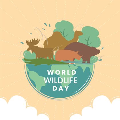 野生动物世界野生动物日动物与自然插画自然动物插图