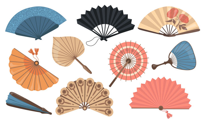 竹子手扇设置收藏亚洲插图
