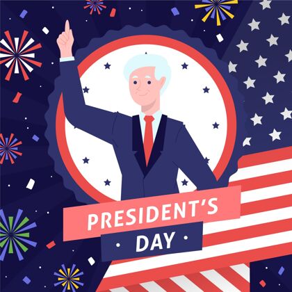 手绘总统日候选人和焰火美国国家手绘