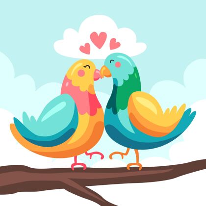 鸟可爱的情人节动物情侣与鸟类情人节感情可爱