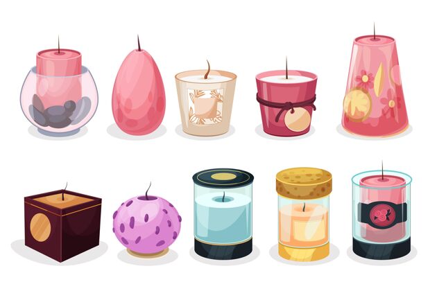 蜡烛平面设计香味蜡烛系列芳香疗法香味设置