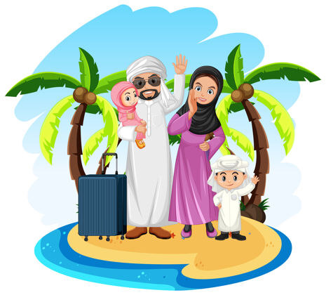 衣服阿拉伯家庭度假男性伊斯兰教