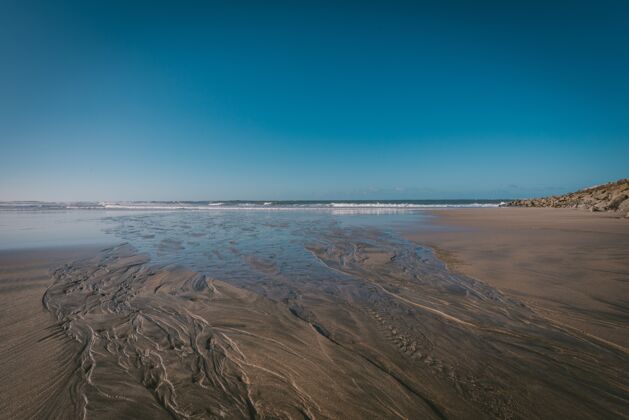 大海蓝天下海滩的美丽镜头美丽风景沙滩