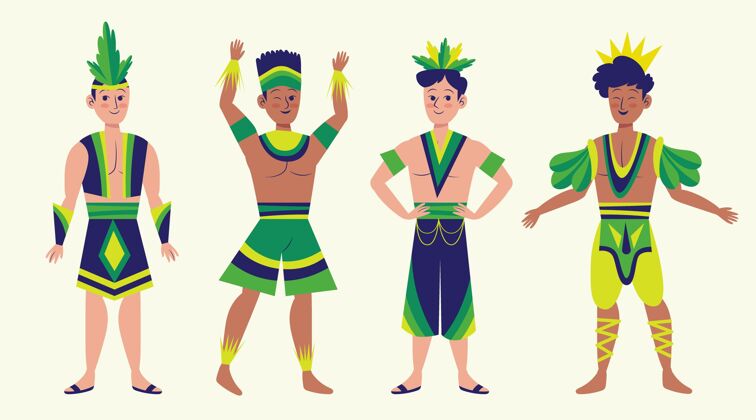 狂欢节巴西嘉年华舞者插画集庆祝巴西桑巴