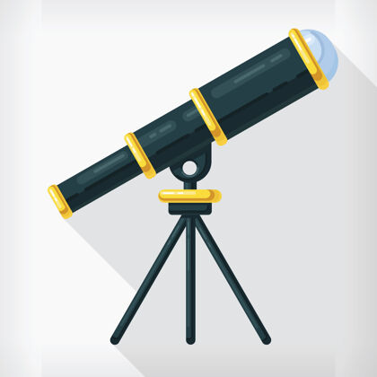 漫畫平面式天文望遠鏡卡通設計平板風格天文學繪畫