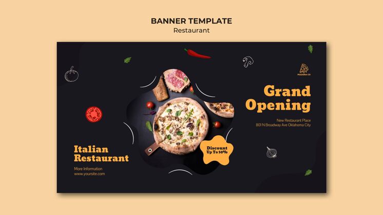 餐厅意大利餐厅广告模板横幅餐具美食烹饪