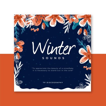冷美丽的冬季cd封面与鲜花封面Cd封面打印