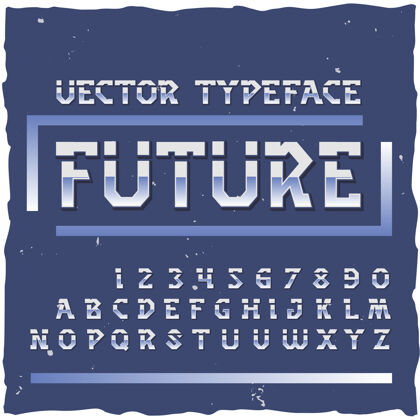脚本复古风格彩色孤立字母数字未来字母表排版图形刮擦