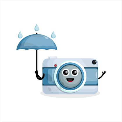 可爱雨伞相机吉祥物字符标志卡通科技雨