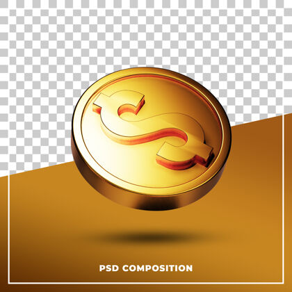 金钱硬币三维视觉构图3d渲染概念支付三维渲染