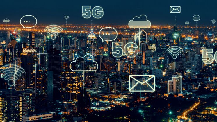 智能全球化的智慧数字城市抽象图形展示连接网络互联网云计算社交网络