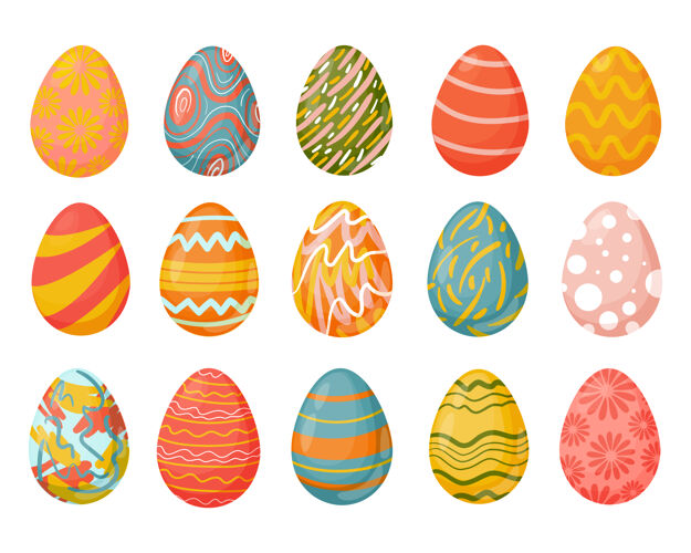 收藏一套不同质地的复活节彩蛋绘画装饰复活节