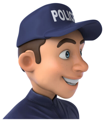 犯罪有趣的卡通警察三维插图法律人警卫