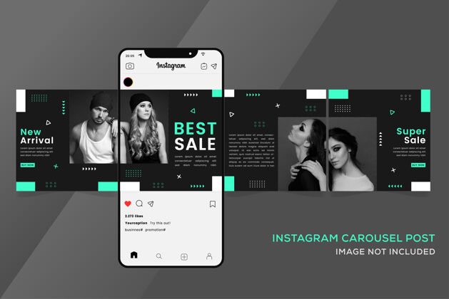 应用程序instagram无缝旋转木马模板的时尚横幅销售媒体平台促销
