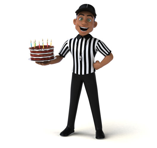 球员美国裁判的有趣插图蛋糕生日美国