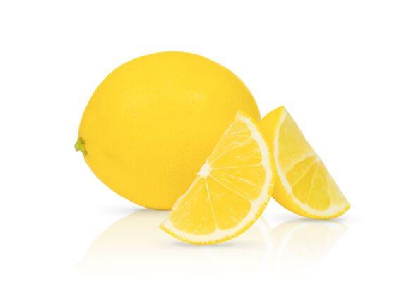 一半一整片柠檬 它是孤立的特写柠檬切