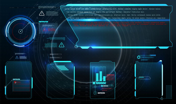 高电子游戏的高科技屏幕全息图标题未来