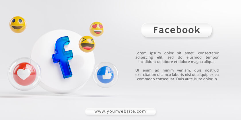 3dFacebook亚克力玻璃标志和社交媒体图标社交媒体Post促销