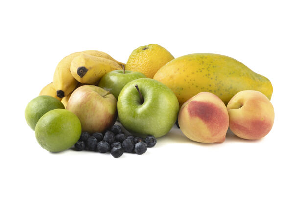 健康一群孤立的水果有机天然蔬菜