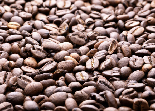 豆类烤咖啡豆表面关闭-起来咖啡阿拉比卡咖啡全麦咖啡