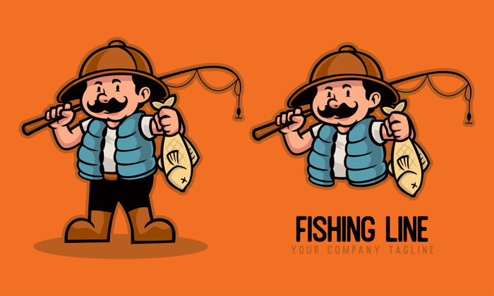 海鲜渔夫拿着鱼竿钓鱼渔夫鱼男人