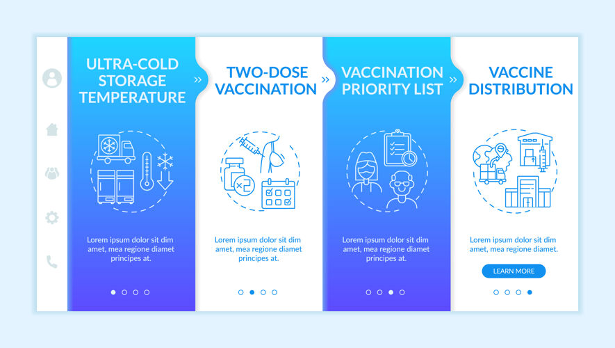 健康疫苗接种入职模板2为了更好的健康而接种疫苗改进响应性移动网站图标.网页走查步骤屏幕.rgb色彩概念疾病感染测试
