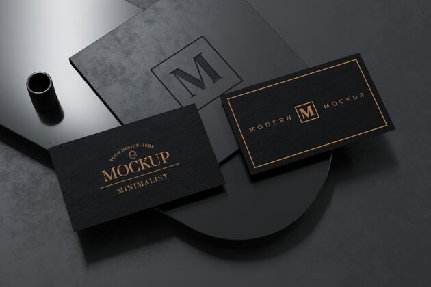 3d黑色名片模型设计在三维渲染Logo文具逼真