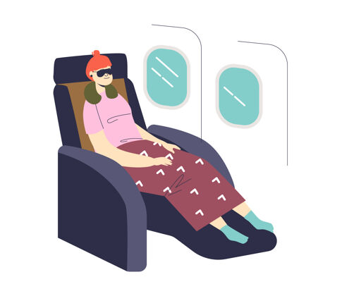 航空坐飞机旅行时睡觉的女人眼睛椅子飞机