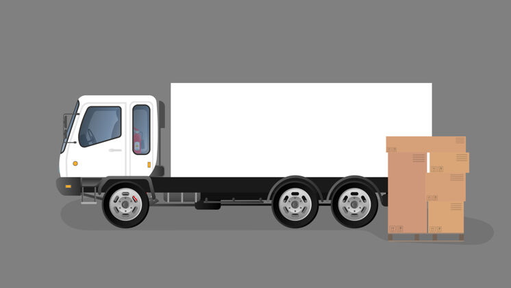 送货带抽屉的卡车和托盘集装箱运输商务