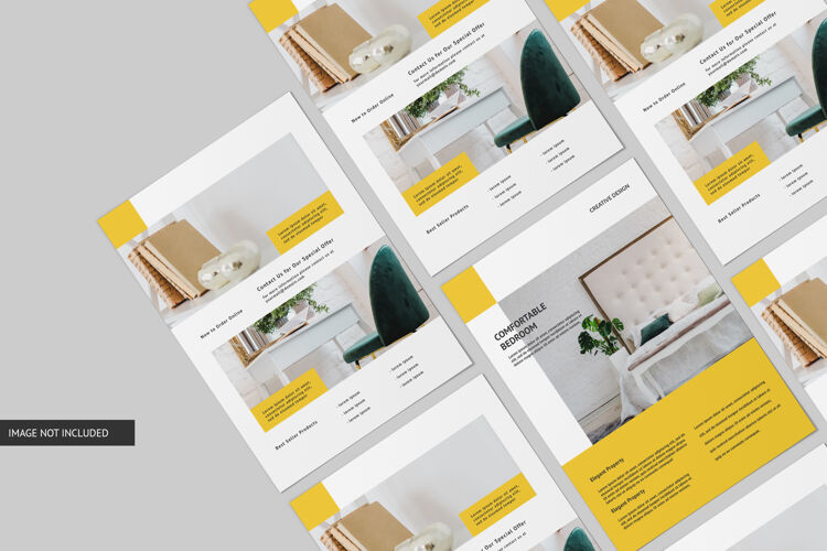 小册子顶视图传单模型设计隔离卡片传单明信片