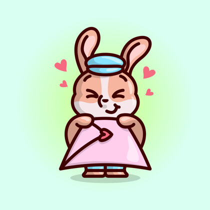 浪漫可爱的雄兔一边微笑一边给我一封情书 心里很踏实情人节情人节插画可爱有趣兔子