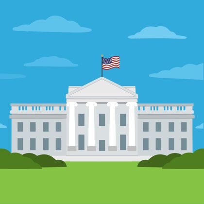 华盛顿白宫平面设计插画公寓美国行政