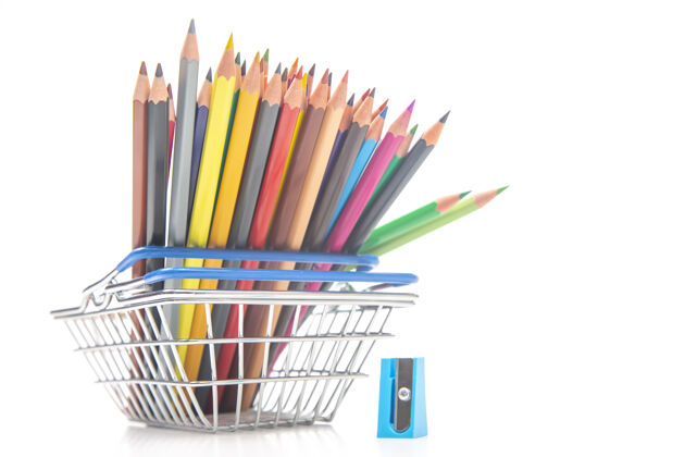 仪器市面上用来画画的一套彩色铅笔篮子营销商业销售锋利办公室创意