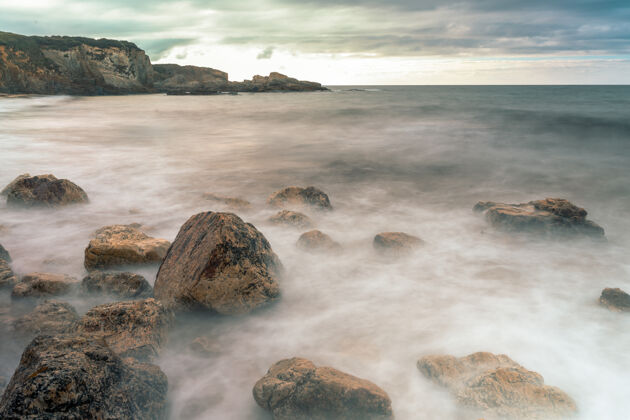 旅游西班牙阿斯图里亚斯的梅克塔海滩景观西班牙目的地风景