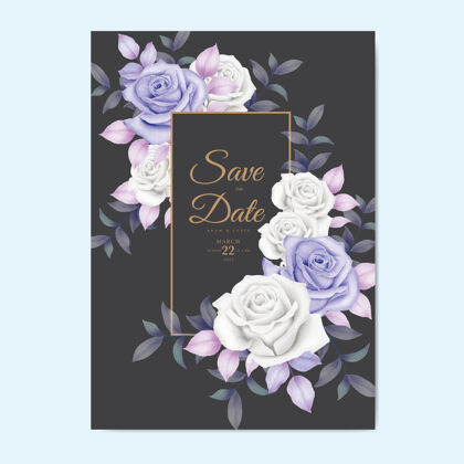 花卉美丽的手绘婚礼请柬花卉设计卡片优雅水彩