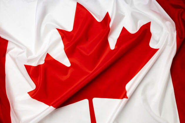 涟漪荡漾的加拿大纺织旗帜图片红色国家Swoosh