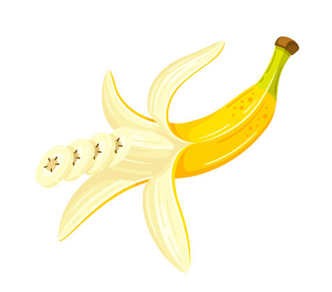 新鲜打开香蕉卡通式平面设计插画果皮甜蜜插画