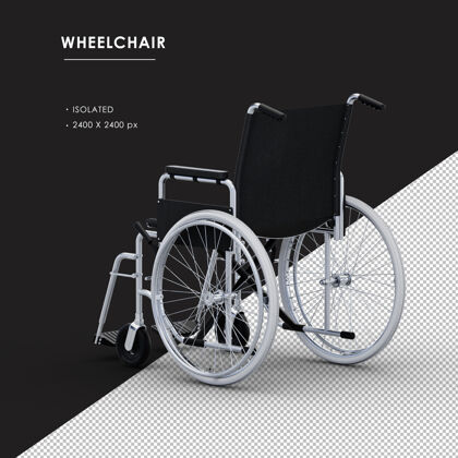 场景创建器从左后视图看孤立的金属轮椅3d轮子3d渲染