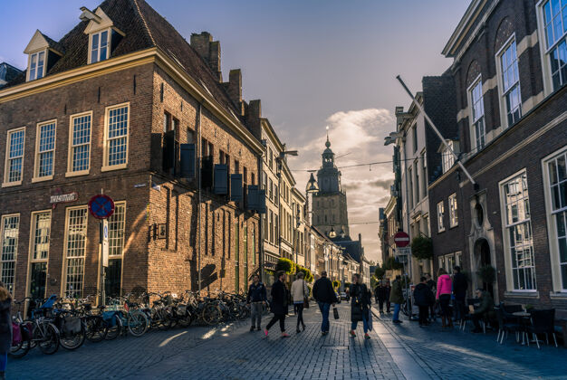 荷兰祖特芬 荷兰-2019年11月3日：老城区祖特芬 荷兰最古老的城市之一城市中世纪城市历史