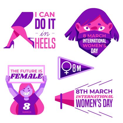 绘图国际妇女节标签手绘庆祝国际妇女节