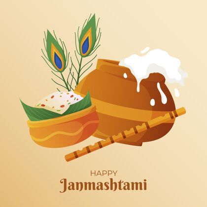印度教节梯度克里希纳janmashtami插图Janmashtami梯度插画背景