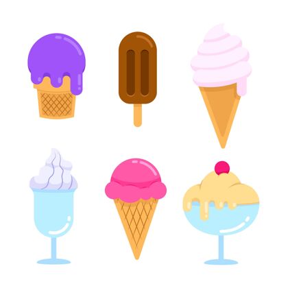 冷冻食品扁平冰淇淋系列什锦平面设计甜点