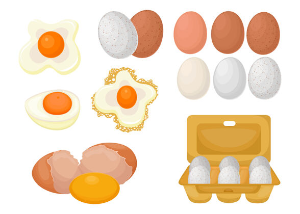美味生 煮 炒卡通套餐eggs.flat插图收集农场产品