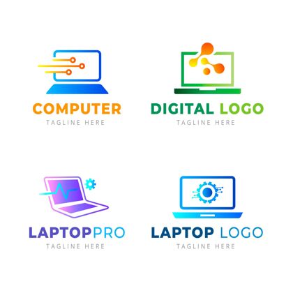 品牌渐变笔记本电脑徽标模板品牌计算机标识企业标识