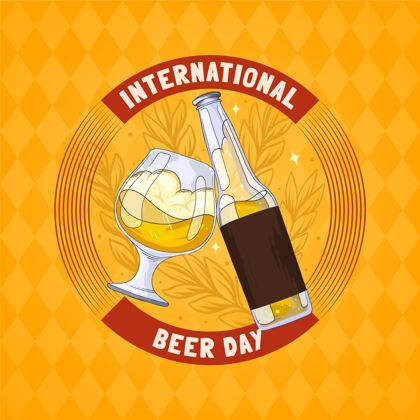 国际手绘国际啤酒日插画啤酒活动啤酒日