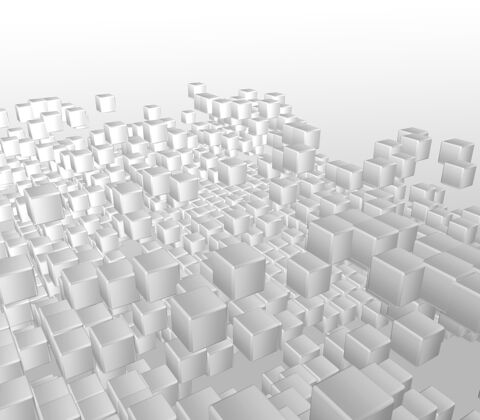 矩形白色立方体抽象背景的3d渲染块三维渲染正方形