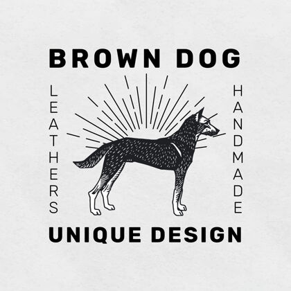 独特的设计复古狗标志linocut模板动物自然忠诚
