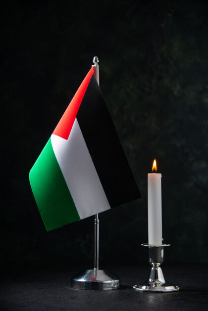 黑色黑色的巴勒斯坦国旗正面图爱国国旗蜡烛