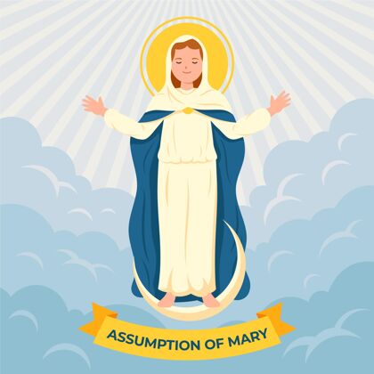 天主教假设玛丽插画神圣平面设计宗教
