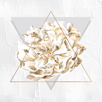 婚礼牡丹花架社交广告模板三角形庆典金色框架